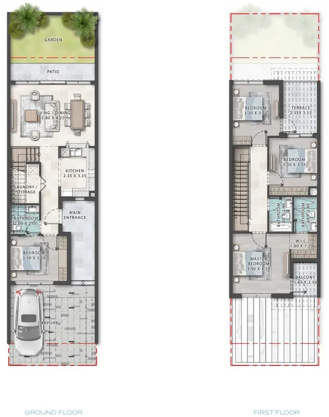 Damac Islands Phase 1 and 2 4 bed floor plan, 2,186 – 2,208 sqft