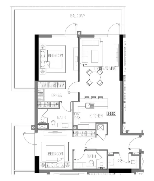 Damac Riverside Views 2 bed floor plan, 1,443 sqft
