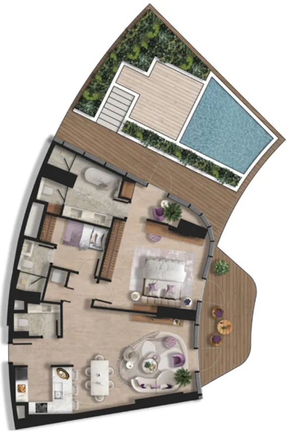 Taj Wellington Mews 1 bed floor plan, 1,484 sqft