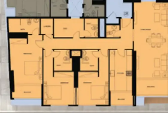 Faradis Tower 3 bed floor plan, 1,932 – 1,933 sqft