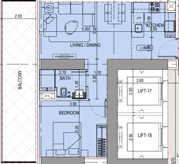 Binghatti Sky Terraces 1 bed floor plan, 776 sqft