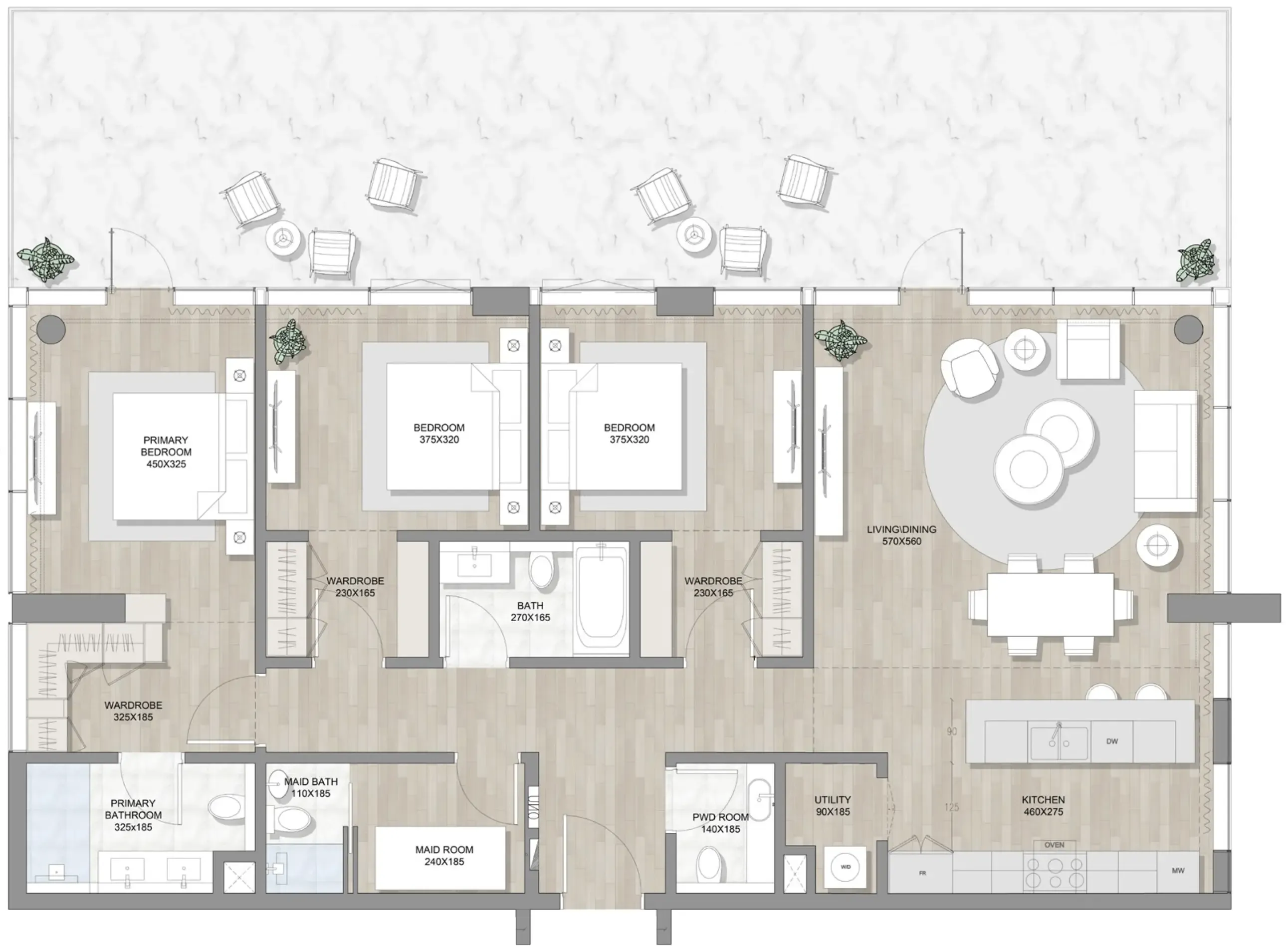 Skai Mina 3 bed floor plan, 2,334 sqft