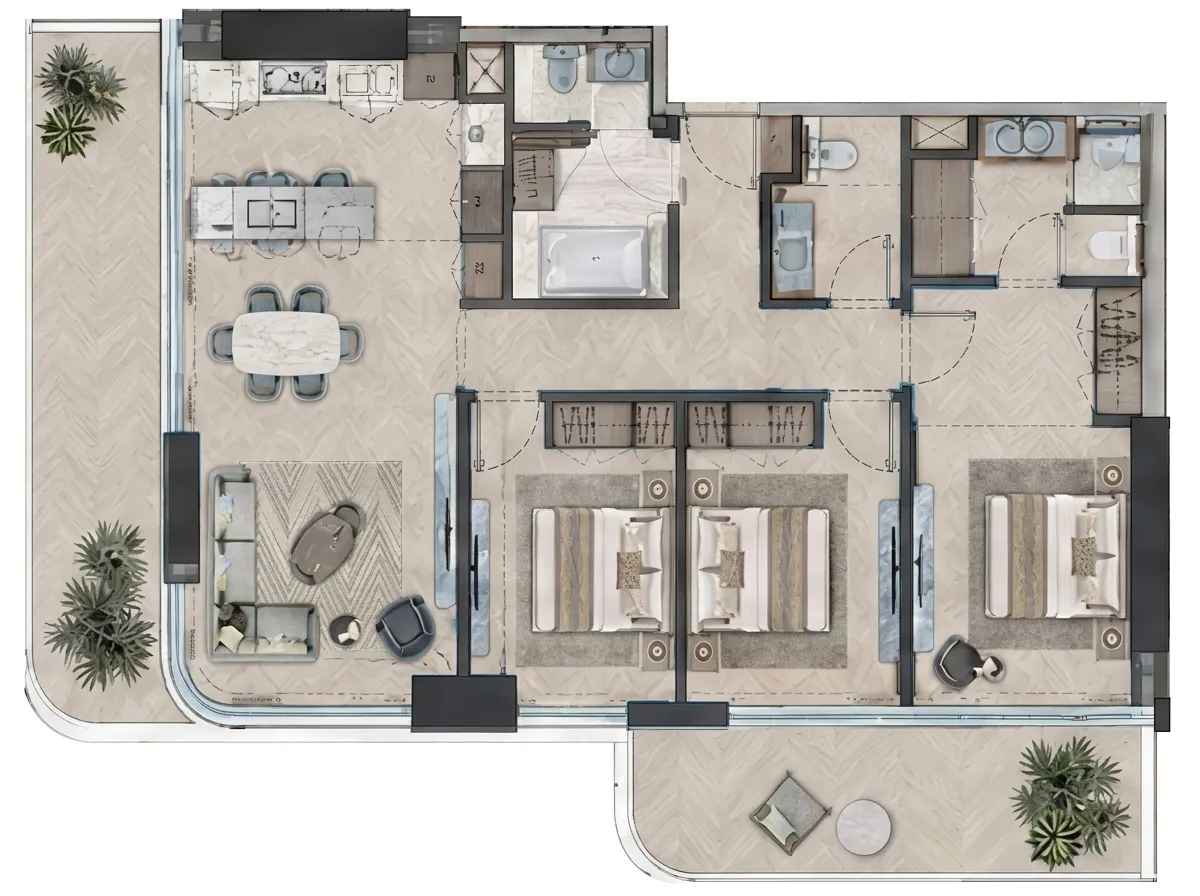 The Bay Interiors by Missoni 3 bed floor plan, 3,140 sqft