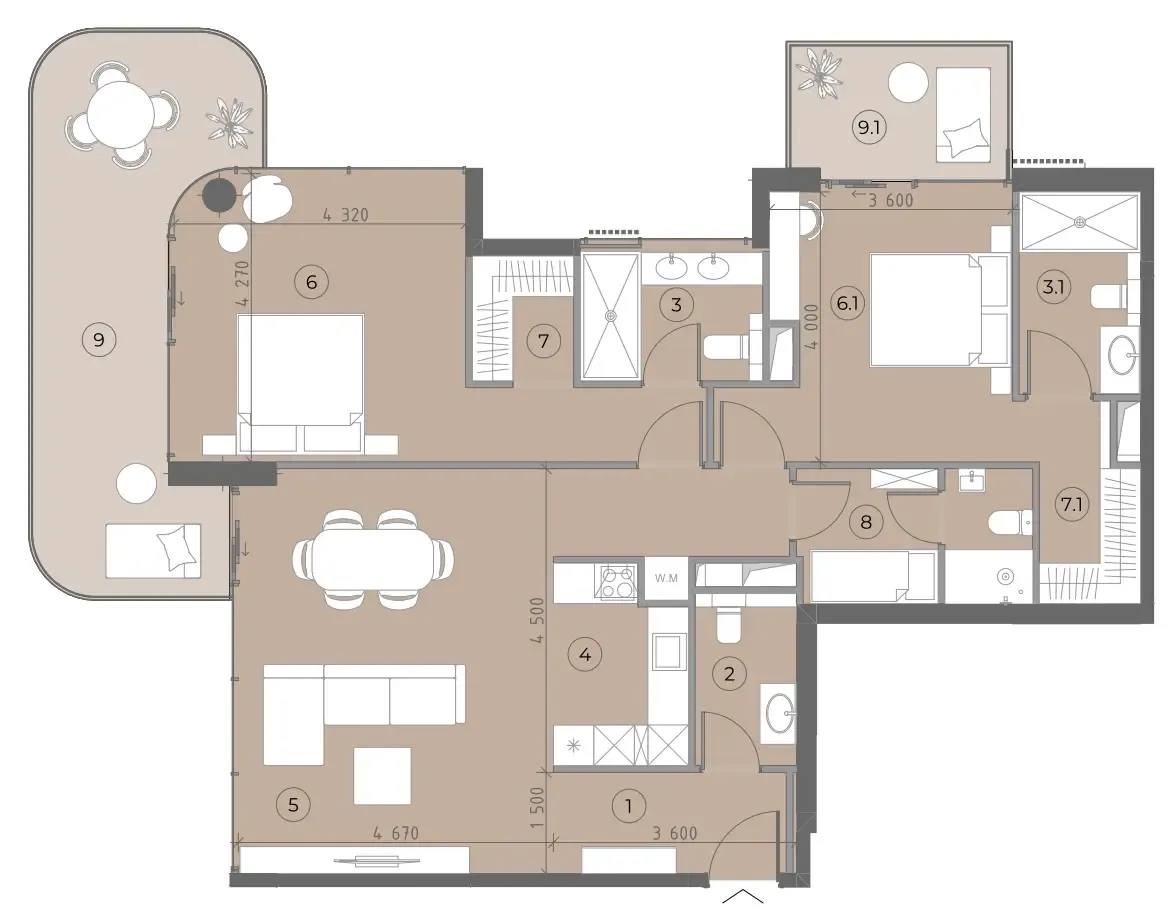 House of WELL 2 bed floor plan, 1,535 sqft