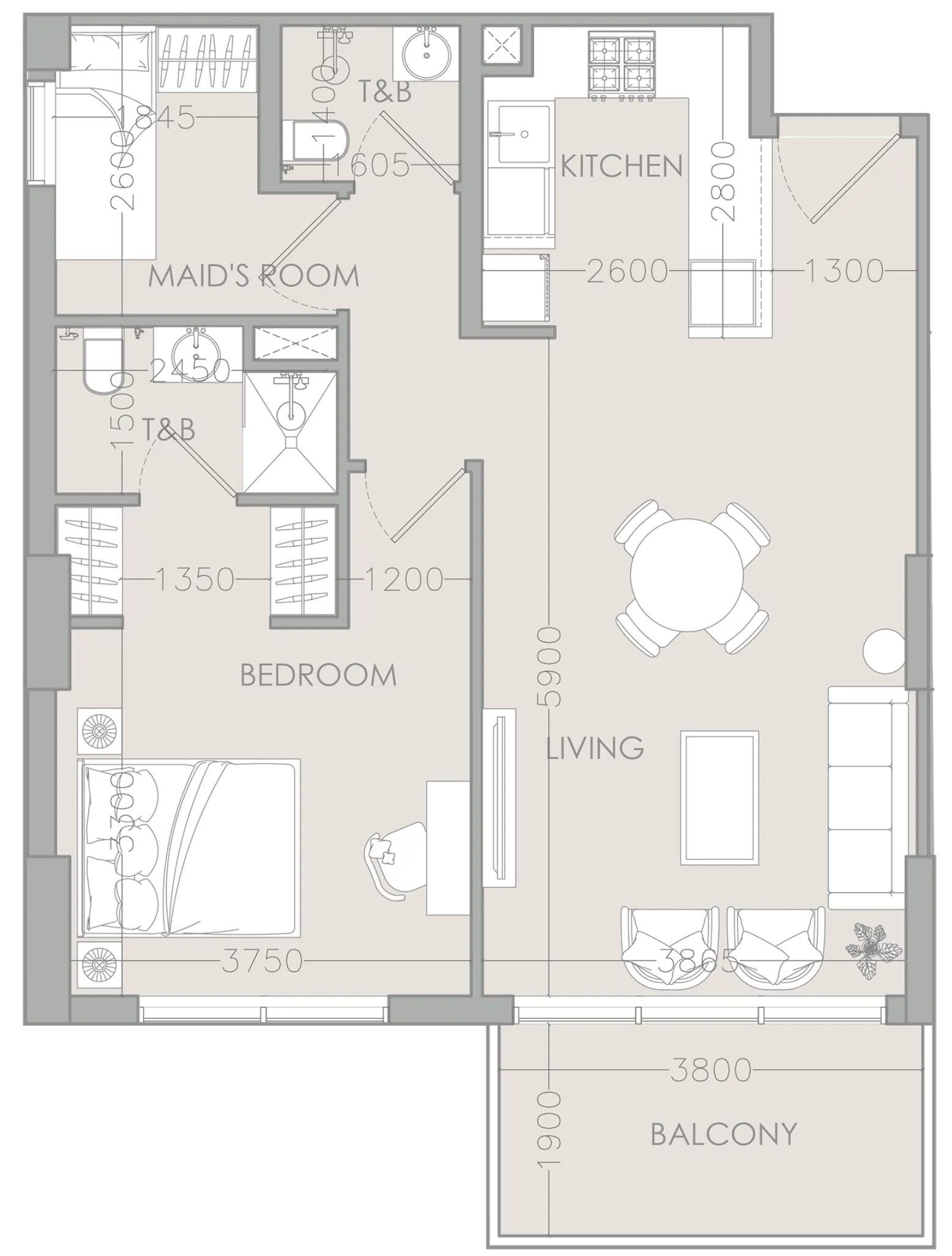 IR1DIAN Park 1 bed floor plan, 831 sqft