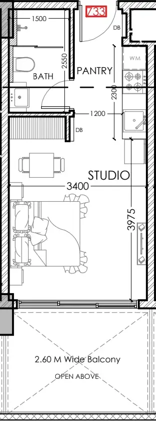 Al Haseen Residences 5 Studio floor plan, 383 sqft