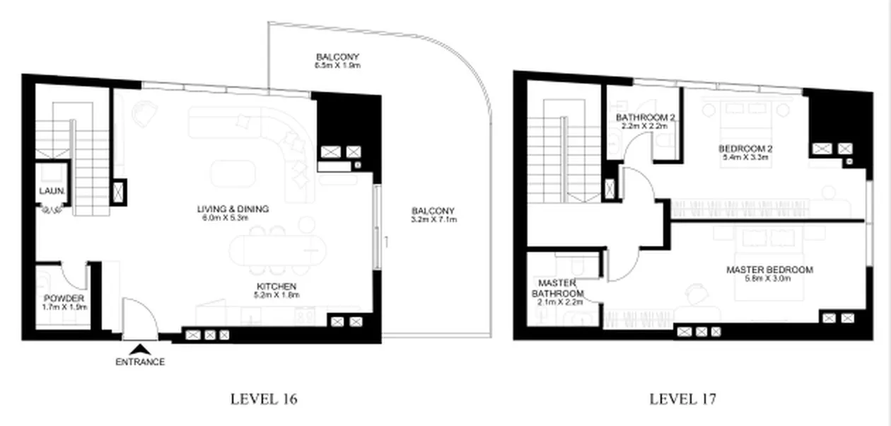 The Artery Residences 2 bed floor plan, 1,747 sqft