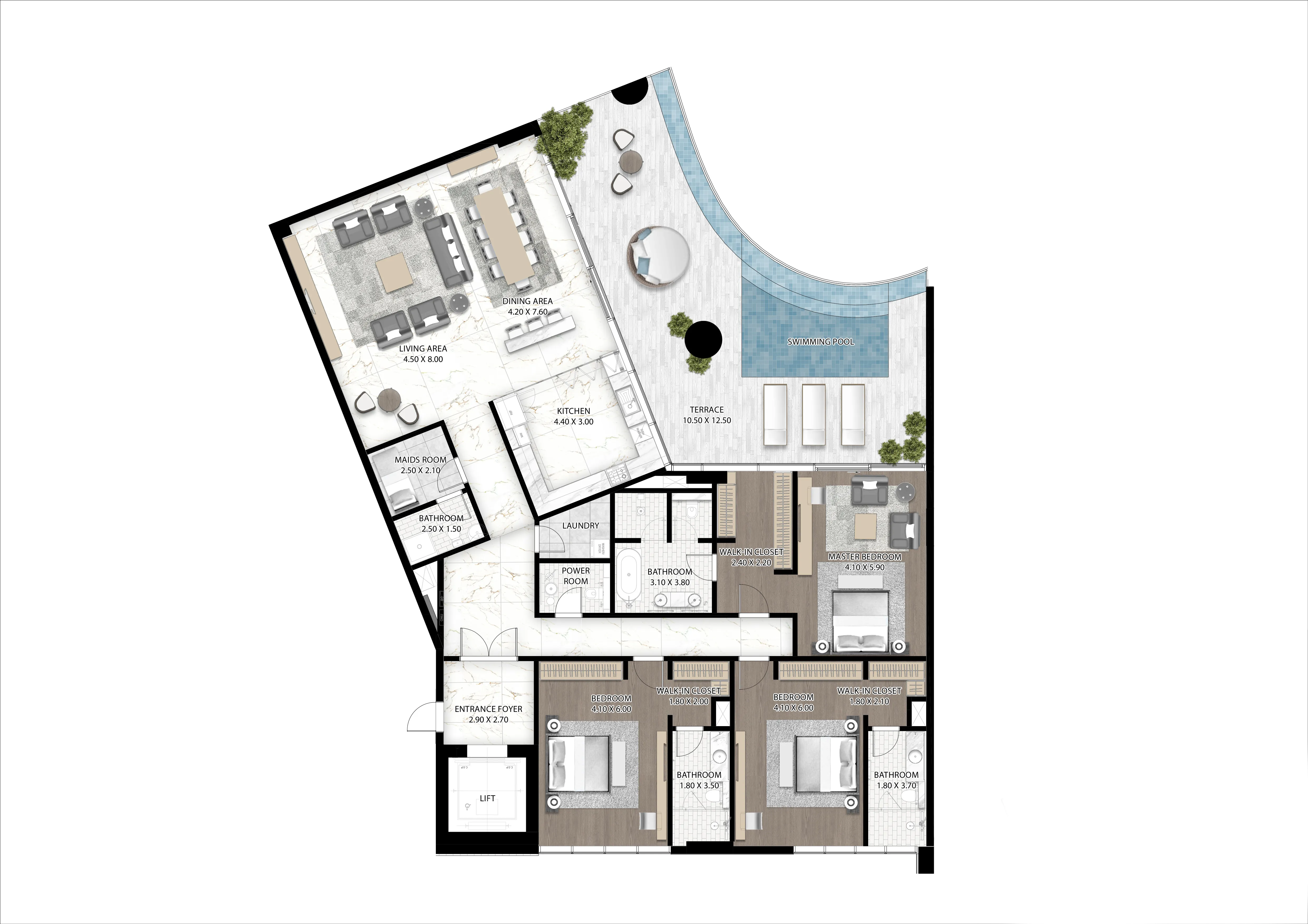 Cavalli Couture 3 bed floor plan, 3,928 sqft