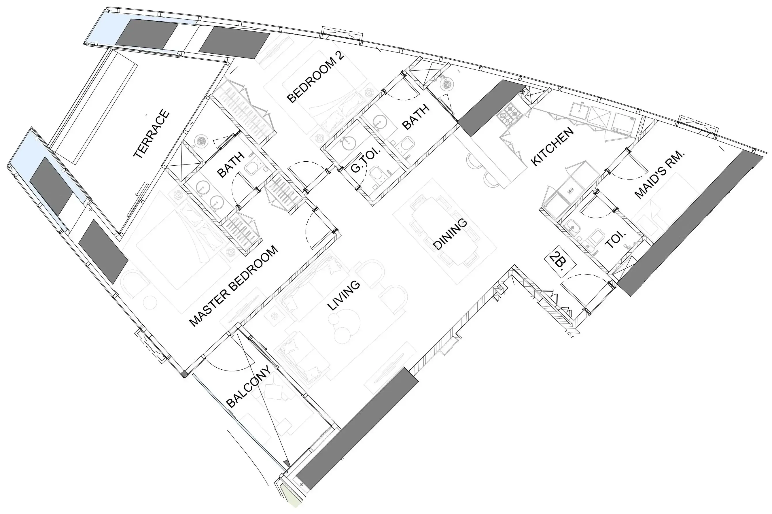 Safa One de Grisogono 2 bed floor plan, 1,704 sqft