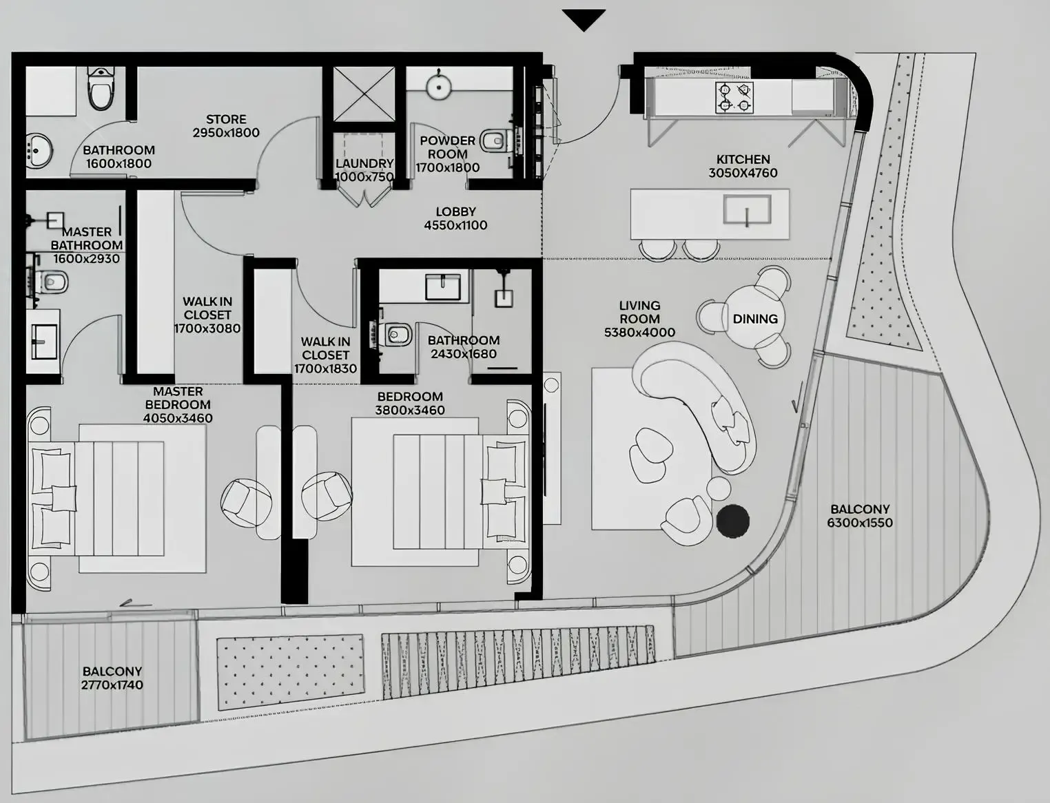 Lia by Avenew Development 2 bed floor plan, 1,365 sqft