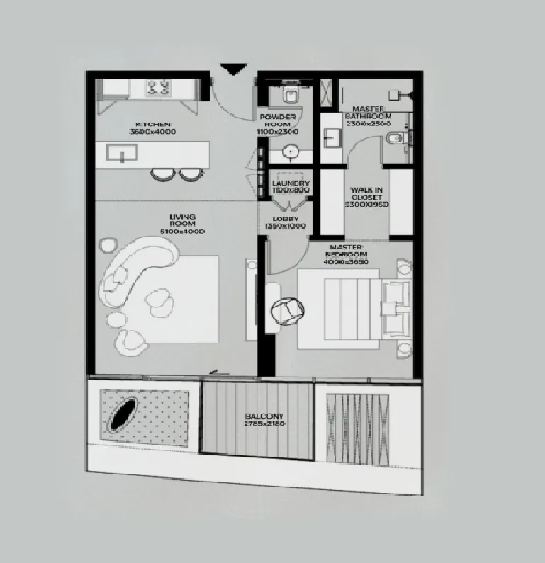 Lia by Avenew Development 1 bed floor plan, 831 sqft