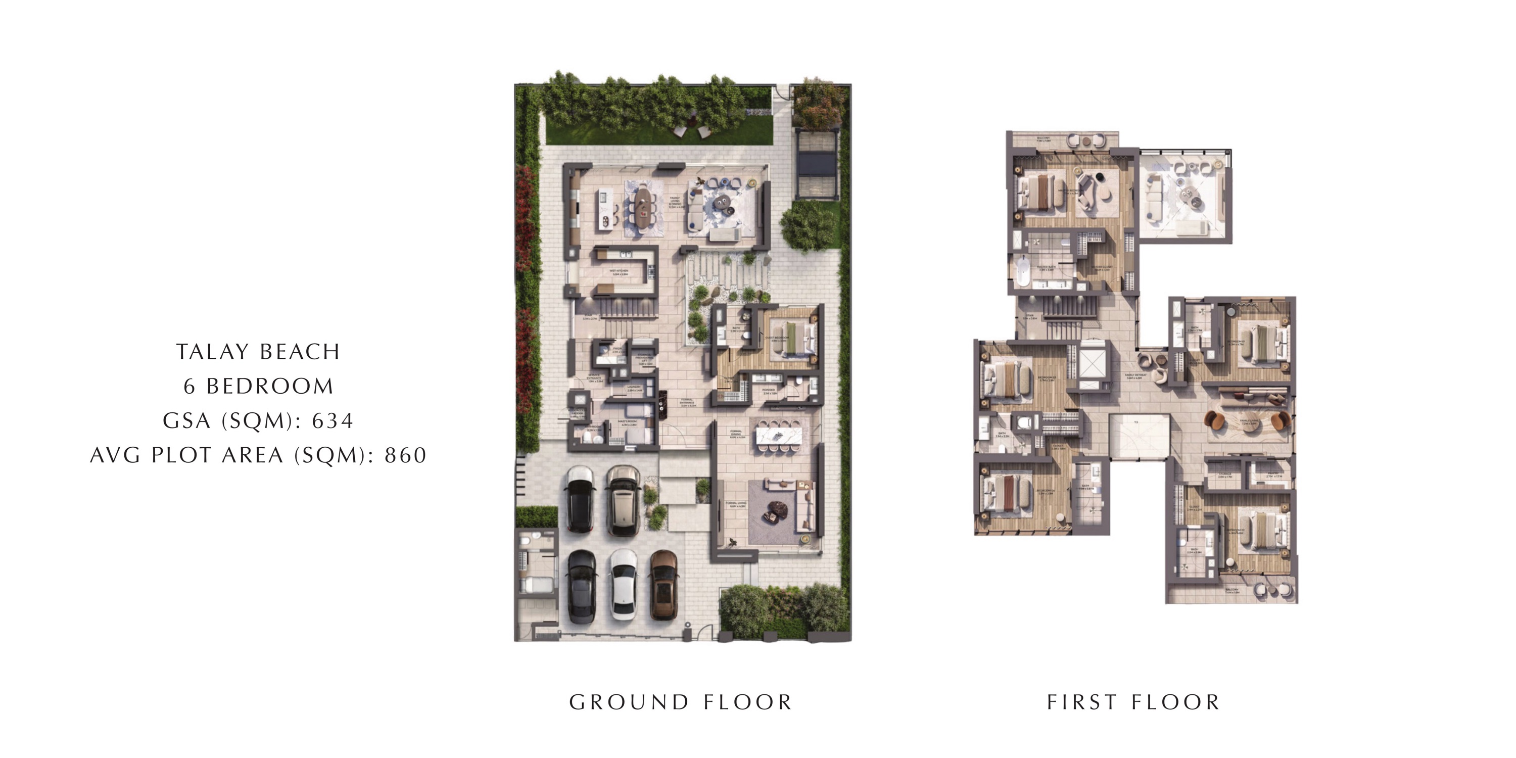 Talay & Talay Beach at Marsa Al Saadiyat 6 bed floor plan — Talay Beach, 6,824 sqft