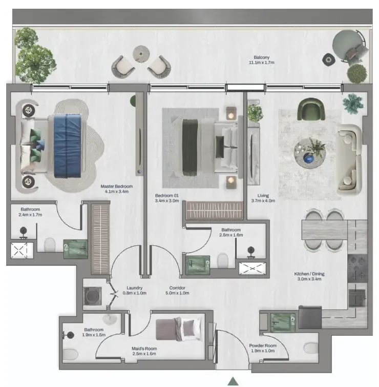 2 bed layout