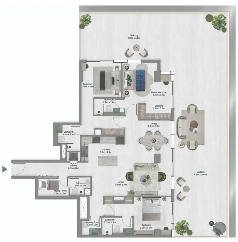 3 bed layout