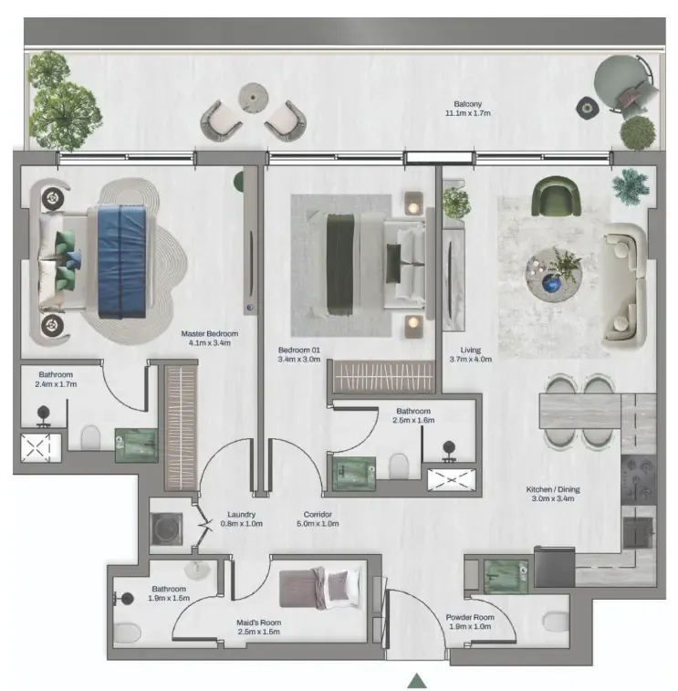 2 bed layout