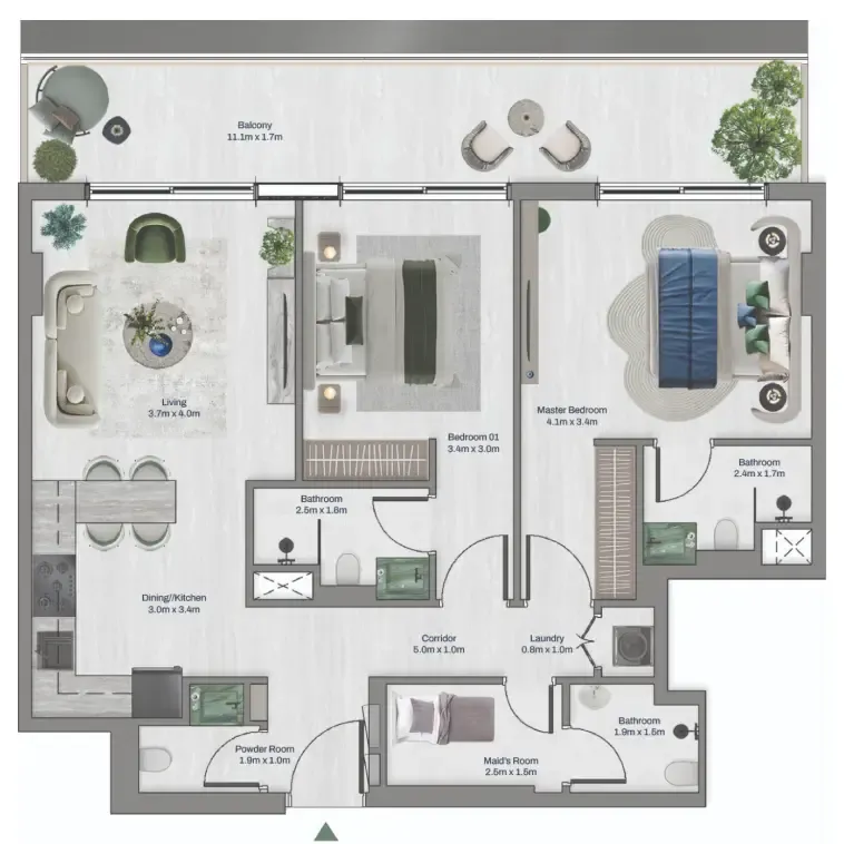 2 bed layout