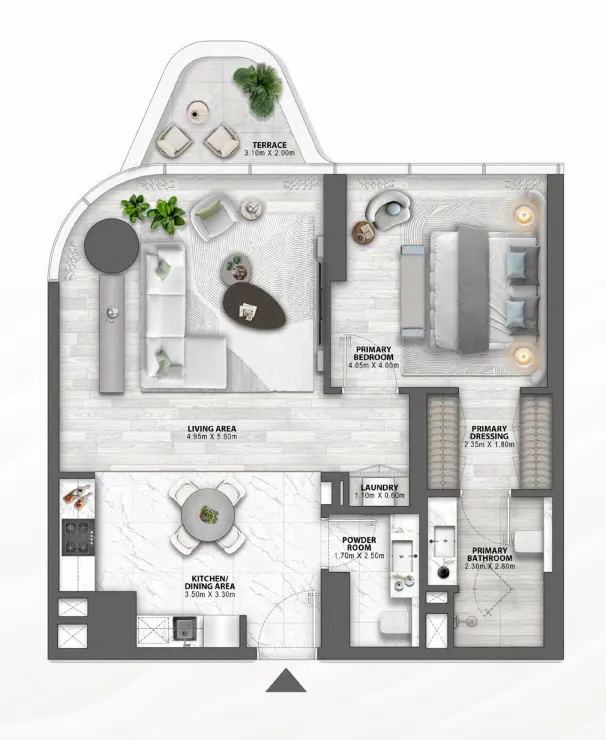 Passo by Beyond 1 bed floor plan, 965 sqft