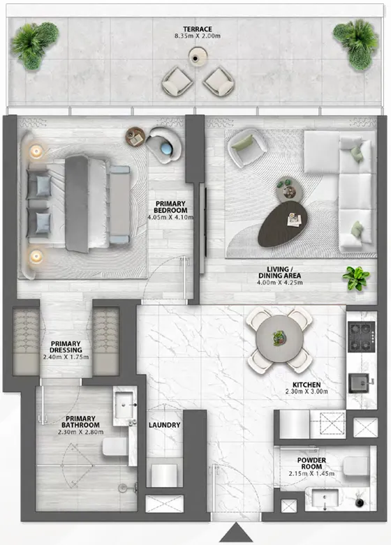 Passo by Beyond 1 bed floor plan, 870 – 968 sqft