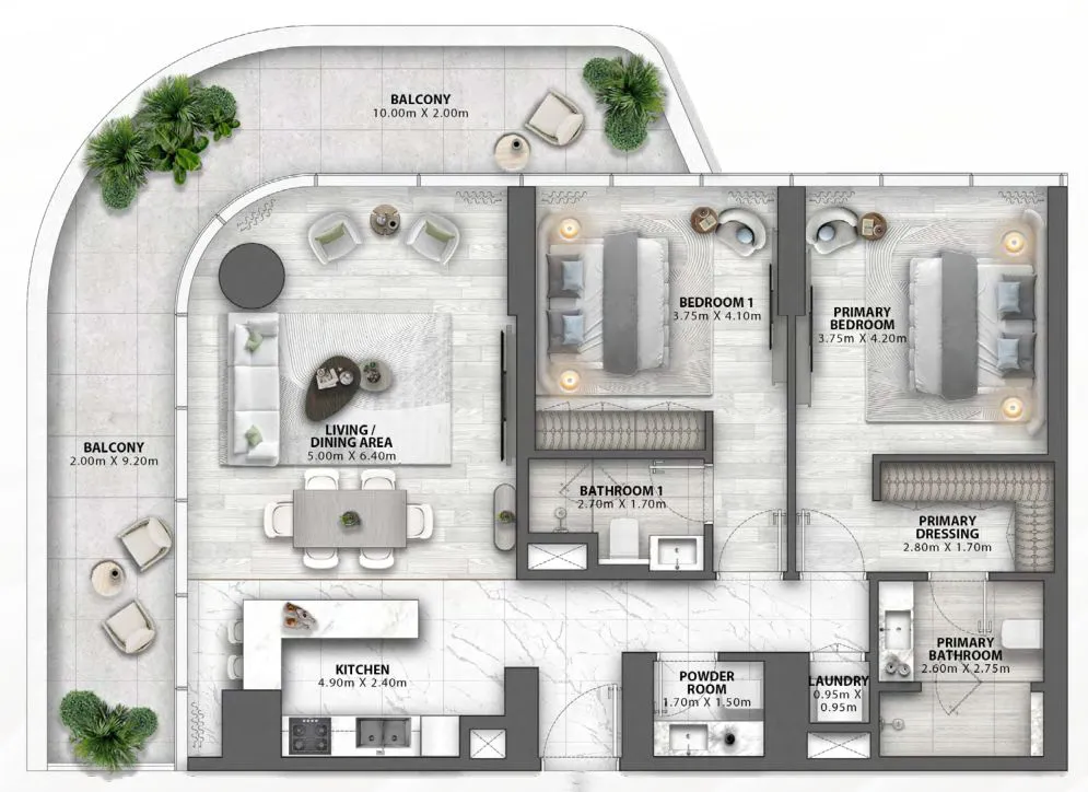 Passo by Beyond 2 bed floor plan, 2,074 sqft