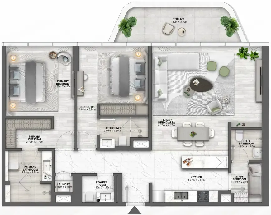 Passo by Beyond 2 bed floor plan, 1,583 sqft