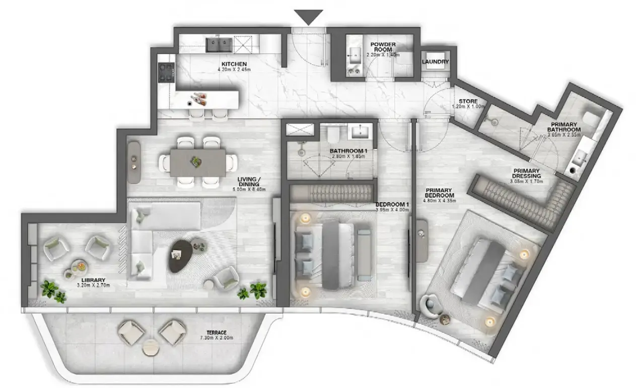 Passo by Beyond 2 bed floor plan, 1,563 sqft