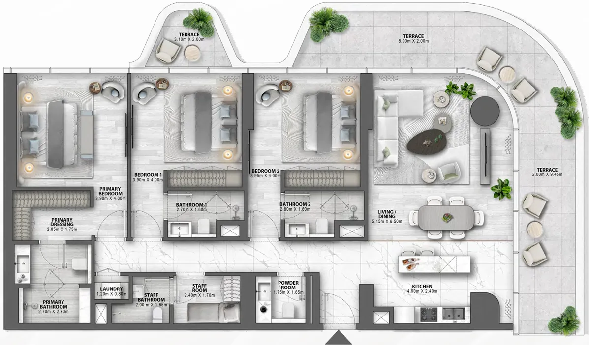 Passo by Beyond 3 bed floor plan, 2,169 – 2,371 sqft