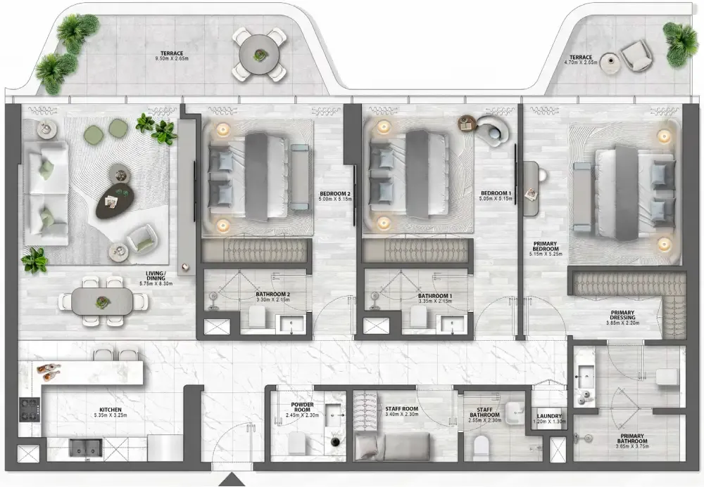 Passo by Beyond 3 bed floor plan, 1,892 sqft