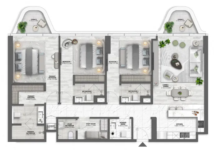 Passo by Beyond 3 bed floor plan, 1,727 sqft