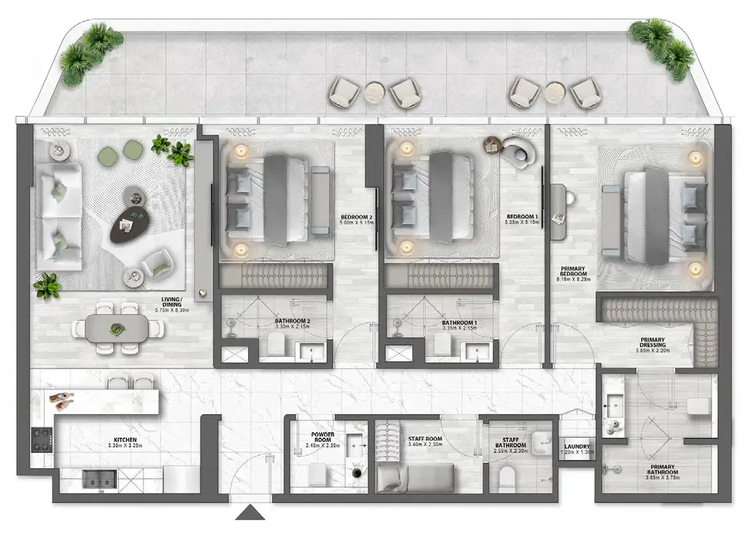 Passo by Beyond 3 bed floor plan, 1,955 sqft