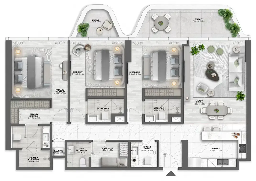 Passo by Beyond 3 bed floor plan, 1,774 – 1,881 sqft
