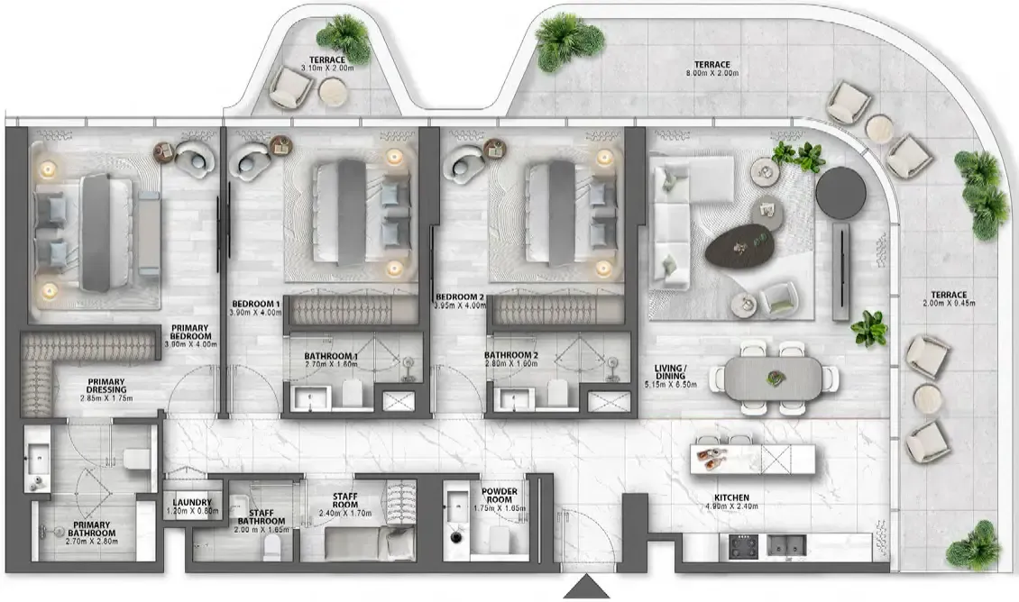 Passo by Beyond 3 bed floor plan, 2,165 sqft