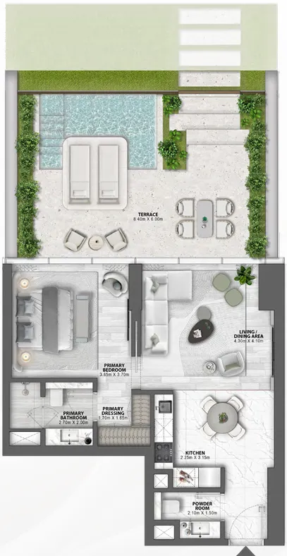 Passo by Beyond 1 bed floor plan, 1,254 sqft