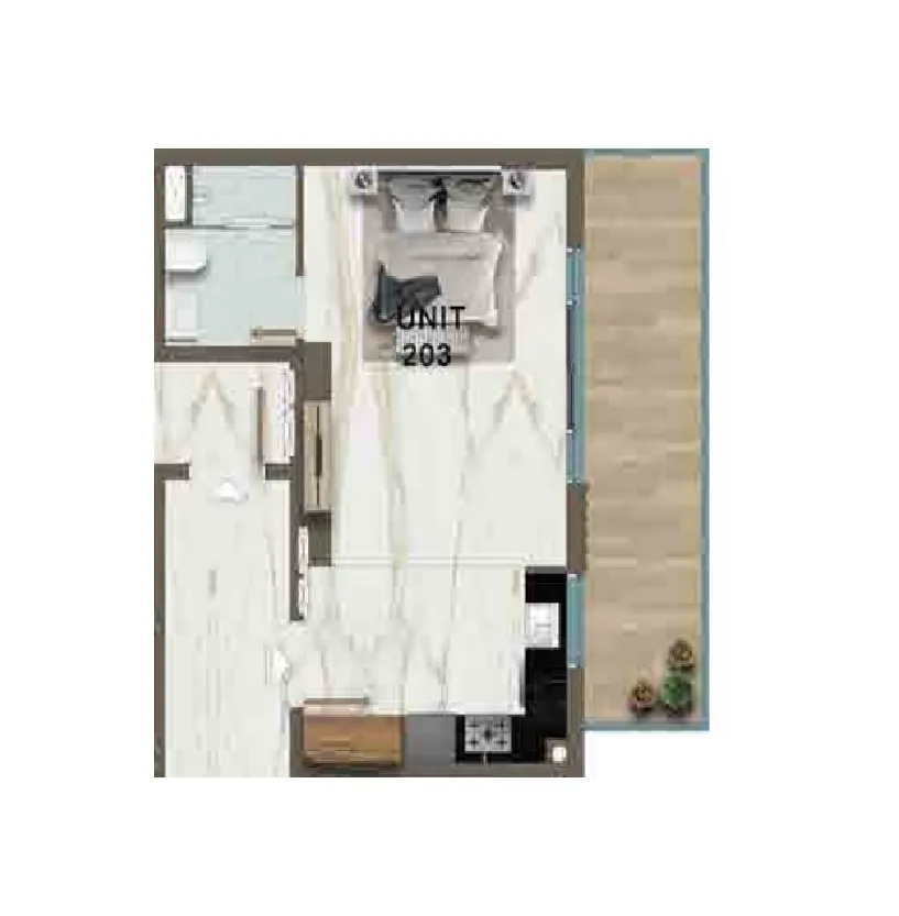 Rose Gardens 2 Studio floor plan, 533 sqft