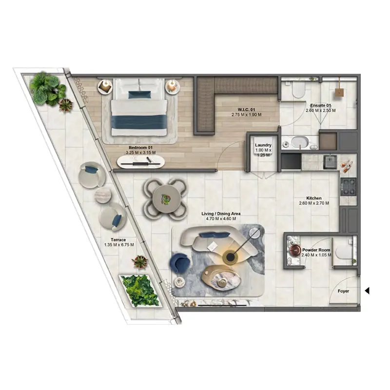 Soulever by Beyond 1 bed floor plan, 859 – 862 sqft