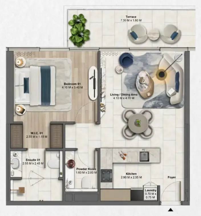 Soulever by Beyond 1 bed floor plan, 854 sqft