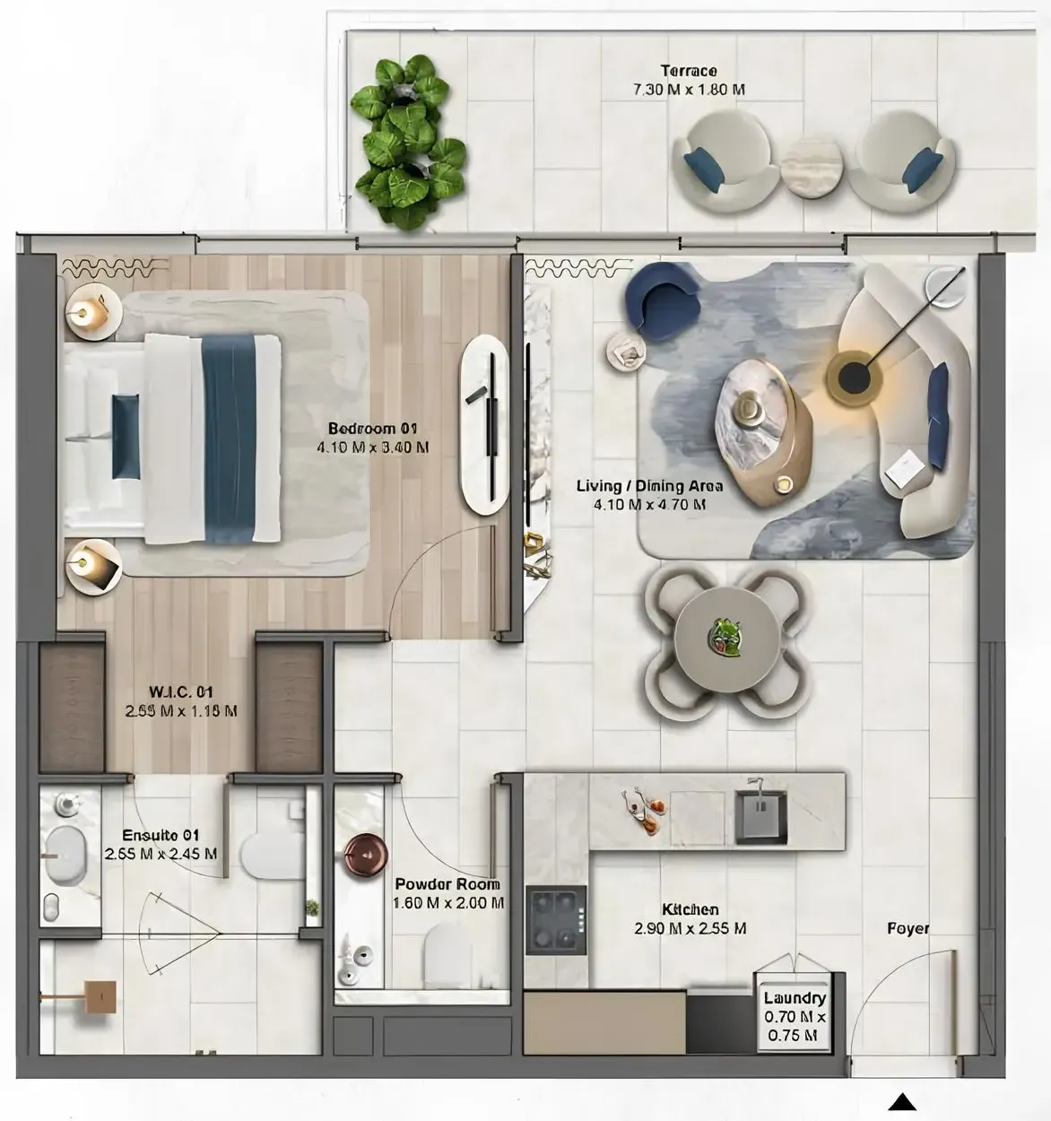 Soulever by Beyond 1 bed floor plan, 856 sqft