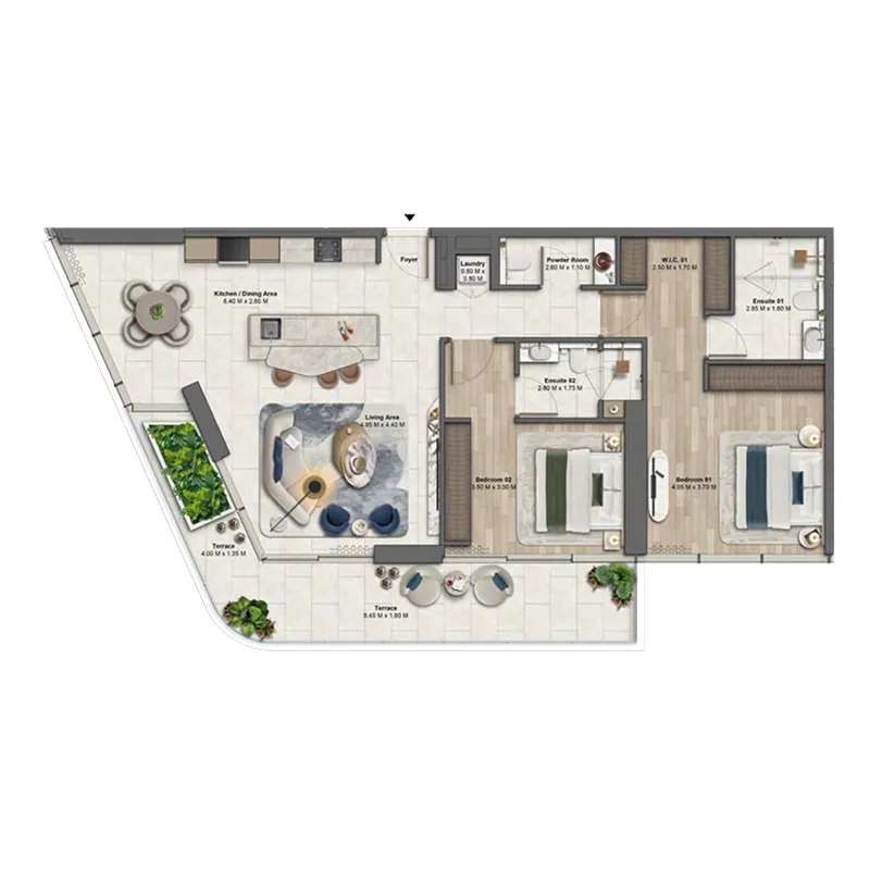 Soulever by Beyond 2 bed floor plan, 1,487 sqft