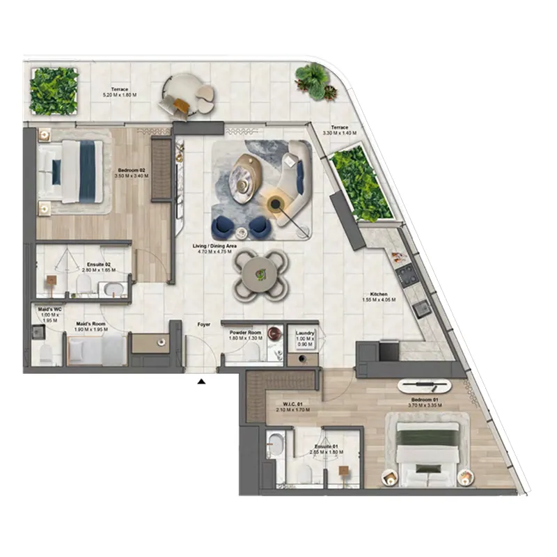 Soulever by Beyond 2 bed floor plan, 1,425 sqft