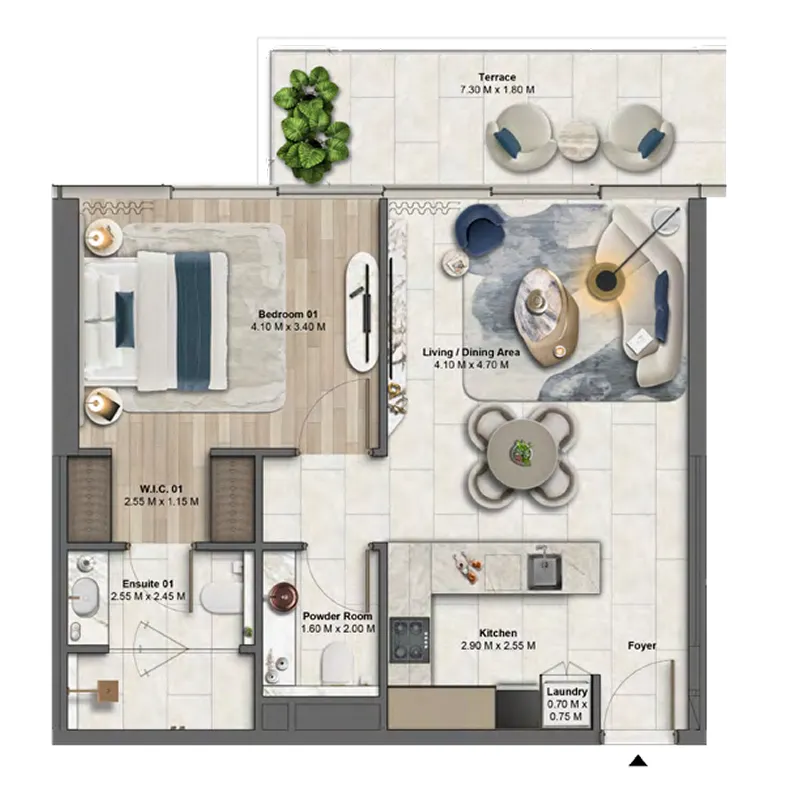 Soulever by Beyond 1 bed floor plan, 846 – 856 sqft