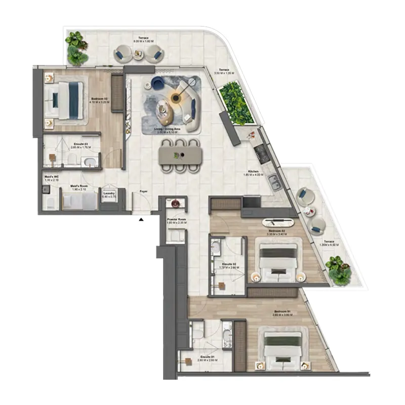 Soulever by Beyond 3 bed floor plan, 1,868 sqft