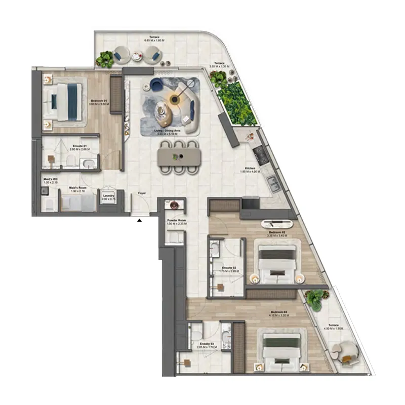 Soulever by Beyond 3 bed floor plan, 1,819 sqft