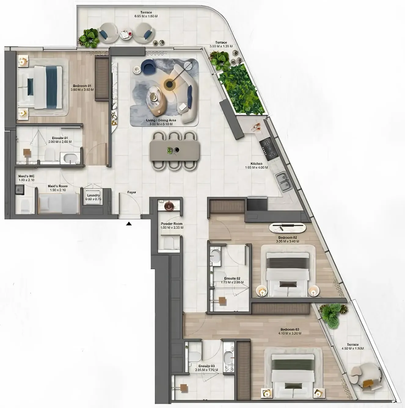 Soulever by Beyond 3 bed floor plan, 1,819 – 1,868 sqft