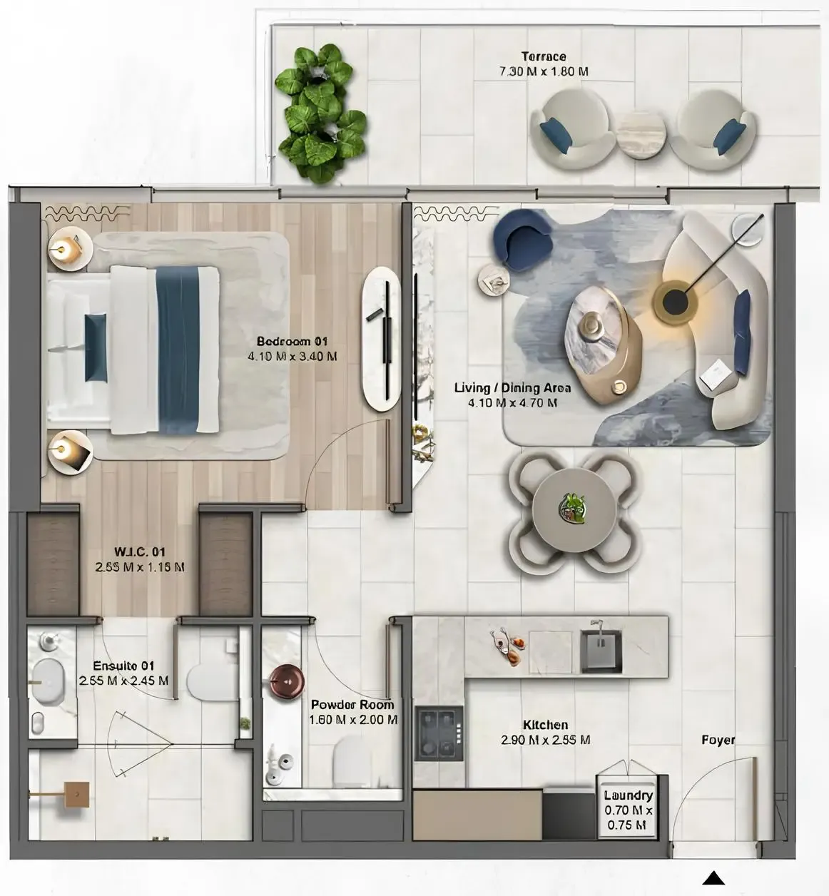 Soulever by Beyond 1 bed floor plan, 846 – 851 sqft