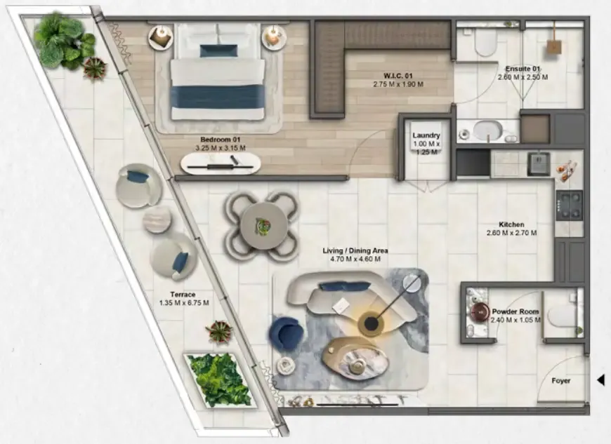 Soulever by Beyond 1 bed floor plan, 862 sqft