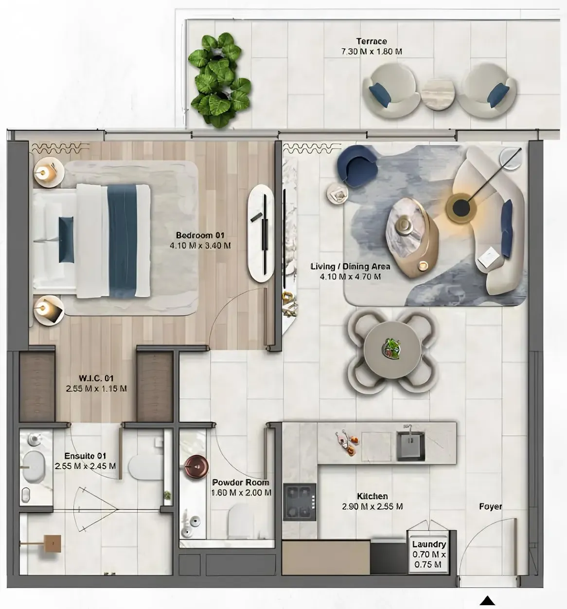 Soulever by Beyond 1 bed floor plan, 854 sqft