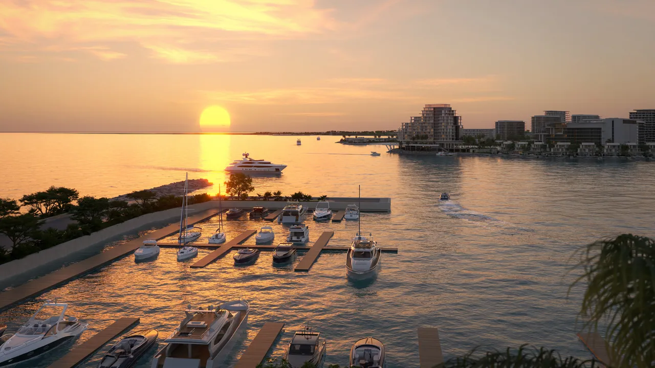 The marina at sunset